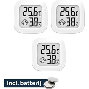 3x Estacks Hygrometer - Digitale Weerstation - Luchtvochtigheidsmeter - Thermometer Voor Binnen - Inclusief Batterij