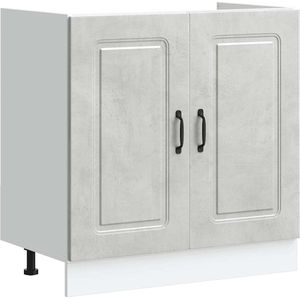 vidaXL - Spoelbakonderkast - Kalmar - 80x46x81,5 - cm - bewerkt - hout - betongrijs