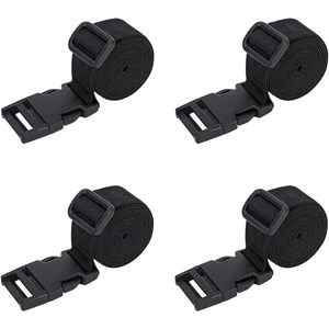 Riemen voor Reiskoffers - Zwarte Nylon Singelband met Verstelbare Gespen - Hard en Duurzaam - 4 stuks - 25mm
