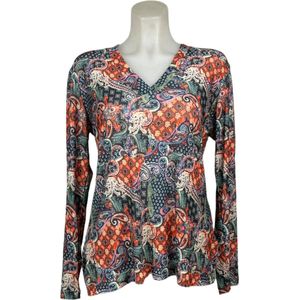 Angelle Milan – Travelkleding voor dames – Rode patch blouse – Ademend – Kreukvrij – Duurzame Jurk - In 5 maten - Maat L