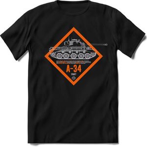 T-Shirtknaller T-Shirt|A-34 Leger tank|Heren / Dames Kleding shirt|Kleur zwart|Maat XXL