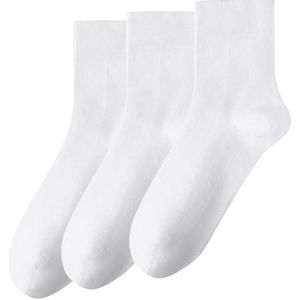 Allthemen Herensokken Katoen Sokken Normale Sokken Wit Multipack 3-Paar-One Size