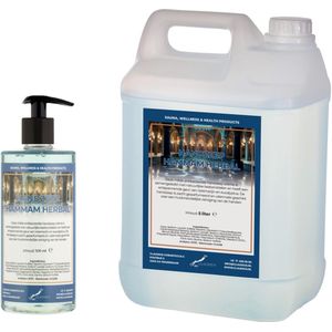 Handzeep Hammam Herbal 500 ml met gratis pompje - hervulbaar + Jerrycan 5 liter navulling