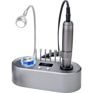 40000 RPM Nail Drill Machine for Acrylic Nails Gel Nails, Professional Electric Nail File E File with Light Lamp Manicure Tool, Gray