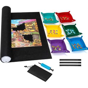 DailySupplies® Puzzelkoffer voor 2000stukjes - Puzzelmap - Puzzelmat - Puzzelbord - 130x85cm - Zwart