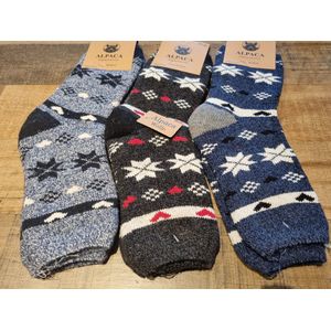 3 Paar - Alpaca Wollen Sokken - Maat 35-38 - Huissokken - Wintersokken - Cadeau Artikel - Thermosokken