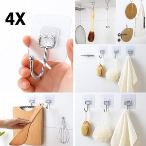 Zelfklevende Ophanghaken I Ophangsysteem I Zelfklevende Muur Hangers I Ophanghaakjes I Handdoekhaakjes I Keukenhaakjes I 4 Stuks I Transparant