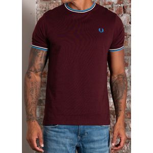 Fred Perry Twin tipped t-shirt - oxblood ecru court blue