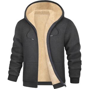 Winter Heren Hoodies Fleece Thermals Volledig Zip Up Sherpa Sweatshirts met Zakken