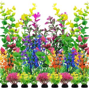 Aquariumdecoratie kunstplanten, 25 stuks kleurrijke aquariumaccessoires plastic plantendecoratie voor aquarium, plastic planten aquariumdecoratie