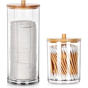 Wattenschijfjes en Wattenstaafjes Houder 2 stuks - Wattenschijfjeshouder - Dispenser - Make Up Remover Pads - Wattenstaafjeshouder