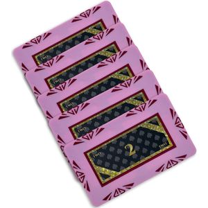 Diamond poker plaque - poker chip - poker - plakkaat - waarde 2 (5 stuks) - roze