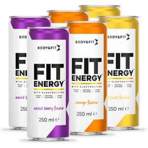Body & Fit FIT Energy Drink - Mix Box - 6 Blikken - Hypotone Sportdrank met Elektrolyten en BCAA - 1500 ml