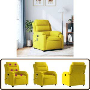 vidaXL Massagestoel - Verstelbaar - Fluweel Geel Massagestoel - Lounge Stoel - Elektrische Massage - Fluweelstoel - Gele Stoel