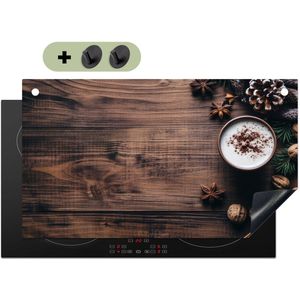 KitchenYeah® Inductie beschermer 90x50 cm - Winter - Houtlook - Stilleven - Kookplaataccessoires - Afdekplaat voor kookplaat & Spatscherm achterwand - Inductiebeschermer - Inductiemat - Inductieplaat mat - Keuken decoratie
