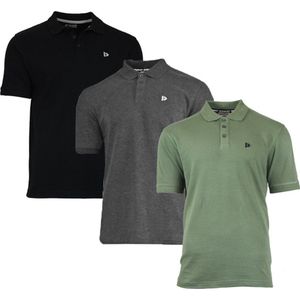 3-Pack Donnay - Polo (Noah) - Sportpolo - Heren - Black/Charcoal/Army green (416) - maat M