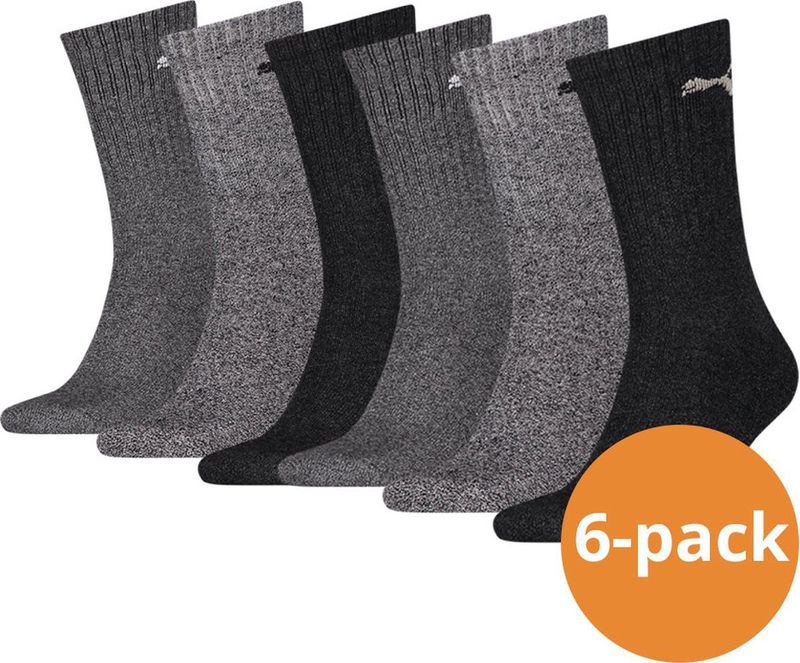 Puma - Sportsokken - Zwart Grijs Wit - 6 paar - Unisex