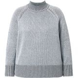 Angel of Style Angel of Style - Dames - Trui Straight Fit glittereffect op de voorkant - Zilver - Maat 42+