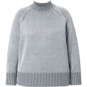 Angel of Style Angel of Style - Dames - Trui Straight Fit glittereffect op de voorkant - Zilver - Maat 42+