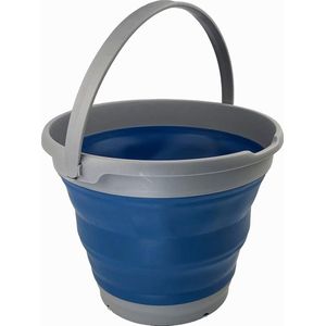 10L opvouwbare plastic emmer - opvouwbare ronde kuip - draagbare wateremmer voor - ruimtebesparende buitenwaterpot (grijs/mistblauw)