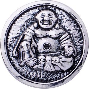 Quiges - Dames Click Button Drukknoop 18mm Boeddha Lotus Houding Gelukkig - EBCM367