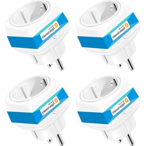 Mini-stopcontact 4 stuks werkt met Apple HomeKit - wifi stopcontact met schakelaar en timer - spraakbesturing en app-afstandsbediening - geen hub nodig - 10 A