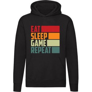 Eat Sleep Game Repeat Hoodie - spel - computer - console - retro - gamer - hobby - unisex - trui - sweater - capuchon