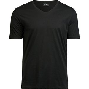 Tee Jays - Heren Luxe T-Shirt met V-Hals (Zwart)