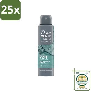 25 x Dove Men+Care Deodorant Spray - Eucalyptus & Mint - 150 ml - Grootverpakking - Deodorant Spray - Zweetbestrijding - Eucalyptus Mint - 72 Uur Bescherming - Anti-transpirant