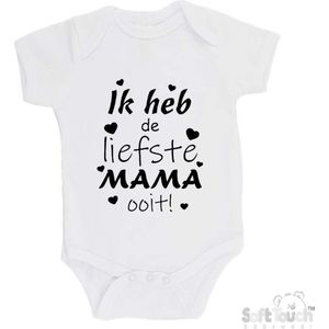 100% katoenen Romper ""Ik heb de liefste MAMA ooit!"" Moederdag Unisex Katoen Wit/zwart 62/68