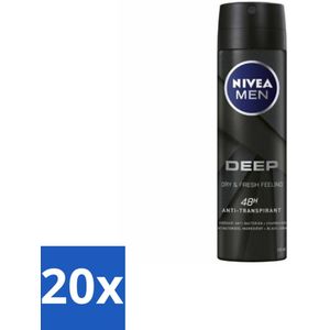 NIVEA MEN – Deodorant spray – Deep – 150 ml - Bulkverpakking - 20 stuks