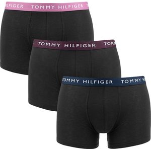 Tommy Hilfiger trunks (3-pack) heren boxers normale lengte - blauw met gekleurde tailleband - Maat: L