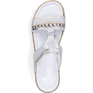 RIEKER - V02M-40 - Slippers - Zilvergrijs - Leder - Plateauzool