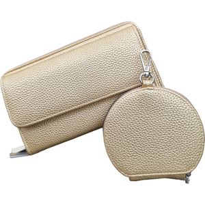 VIQRI - compacte telefoontas - portemonnee tas - crossbody tas - RFID anti skim - portemonnee - dames - cadeautip - goud