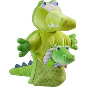 Haba Handpop Krokodil Met Baby Junior 30 X 22 Cm Polyester Groen