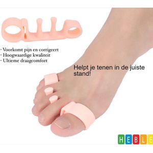 *** Teenspreider ( 2 stuks ) - Pijnvermindering - Correctie - Hamertenen - Hallux Valgus - Siliconen gel tenenspreider - Per paar - tenenspreiders - van Heble® ***