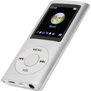 MP3 Speler Bluetooth - Digitaal 1,8-inch LCD-scherm - USB - Draagbaar - Luidsprekers met verliesvrije geluidskwaliteit - Voice recorder - FM radio - SD kaart tot 64GB（let op: de kaart is niet inbegrepen） - Zilvergrijs