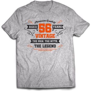 56 Jaar Legend - Feest kado T-Shirt Heren / Dames - Antraciet Grijs / Oranje - Perfect Verjaardag Cadeau Shirt - grappige Spreuken, Zinnen en Teksten. Maat XXL