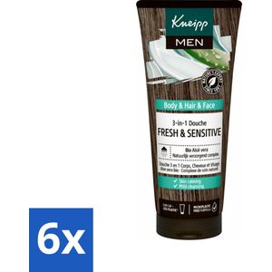 Kneipp - Shampoo & Douche - Men - Fresh & Sensitive - Voor gevoelige en droge huid - 200 ml - Voordeelverpakking - 6 stuks