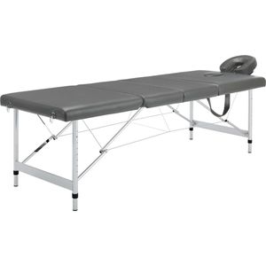 The Living Store Massagetafel - Opvouwbaar - Aluminium frame - 186 x 68 cm - Antraciet kleur