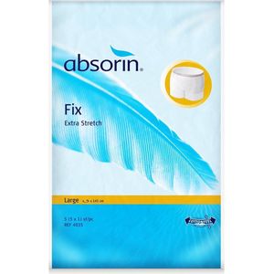 Absorin stretchslip fixatiebroekje extra stretch (5 stuks) L Absorin - Wit / Blauw - 97% polyamide, 3% elastaan - Extra stevige fixatiebroekjes voor incontinentieverbanden