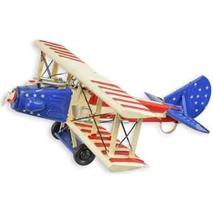 Blikken vliegtuig BL-334 groot model lengte 42 cm - decoratie blik Amerikaans - A TIN MODEL OF A BIPLANE FIGHTER