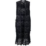 MIAMODA - Dames - Vest langer model kant met borduursel - Zwart - Maat 42