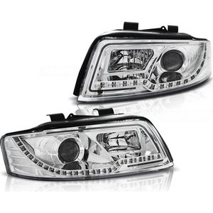 Koplampen met parkeerlicht AUDI A4 10 00-10 04 LED TUBE LIGHTS CHROOM