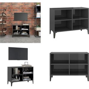 vidaXL Tv-meubel met metalen poten 69-5x30x50 cm hoogglans grijs - Tv-kast - Tv-kasten - Tv-standaard - Tv-standaarden