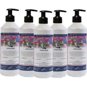 Handzeep Creme Rozen 500 ml - met gratis pompje - set van 5 stuks - Voordeelverpakking
