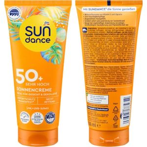 Zonnecrème SPF 50+ Zeer Hoog - SUNDANCE | 100 ml - Factor 50+ Zeer Hoog | Ideaal voor Gezicht en Decolleté - Niet Vet