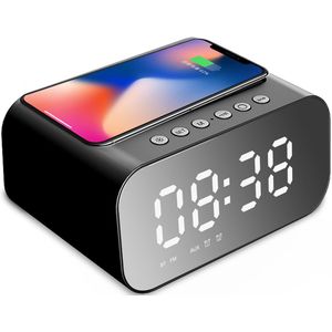 Wekkerradio met Draadloze Oplader - Wekkers Digitaal - Digitale Wekker Slaapkamer - Klokradio met FM Radio - USB & Qi Draadloos Oplaadbare Alarmklok - Zwart