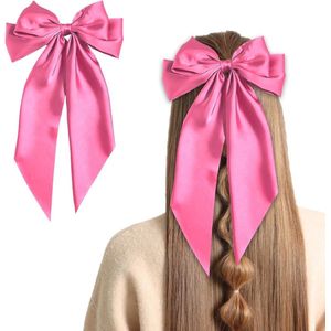 Haarstrik - Perzik Roze - Haarclip - Grote Strik - Franse Haarclips