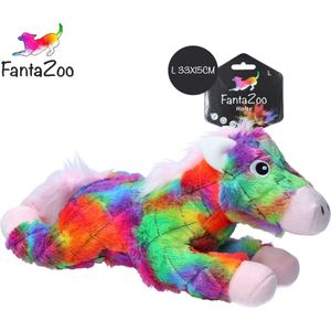 FantaZoo Paard kleurrijke en gerecyclede honden knuffel – zeer stevig, zacht en duurzaam – maat L 33x15cm - geschikt voor large hond